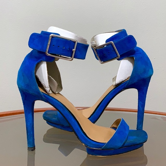 Calvin Klein Shoes - Calvin Klein blue suede platform high heels